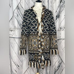 Artistica Boho Fringed Cardigan Open Front M